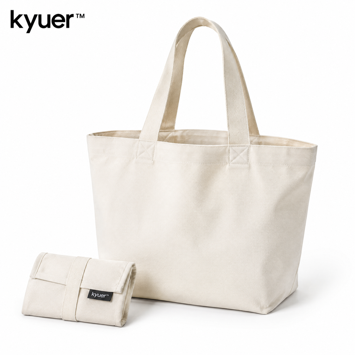 kyuer™ Reese Foldable Canvas Tote - white background