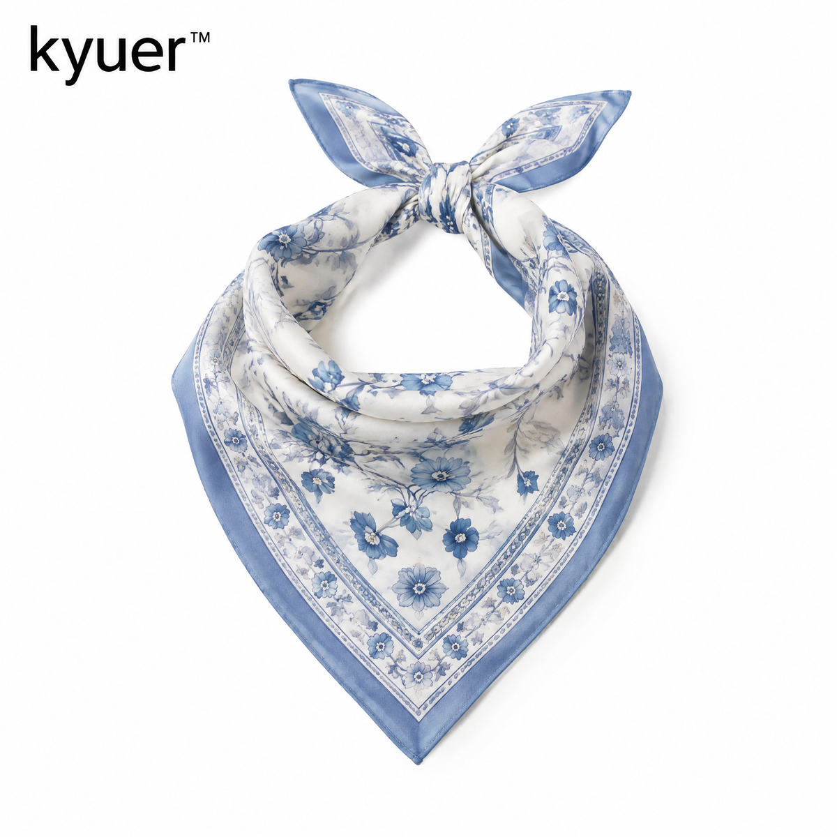 kyuer™ Celeste Printed Square Scarf - white background