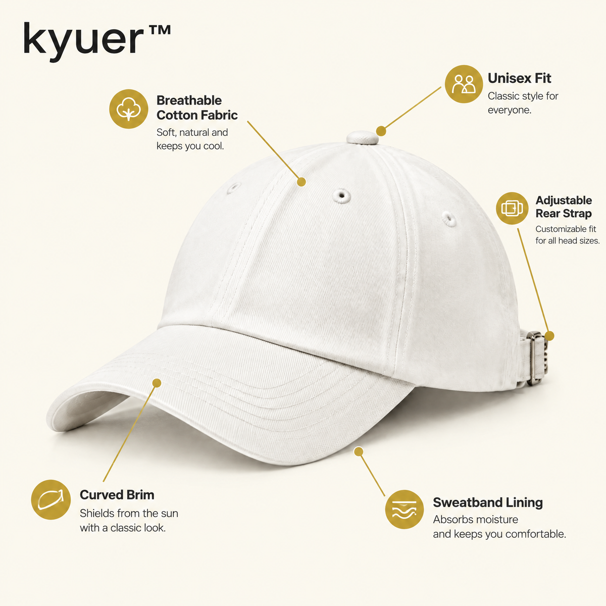 kyuer™ Avery Cotton Baseball Cap - detail