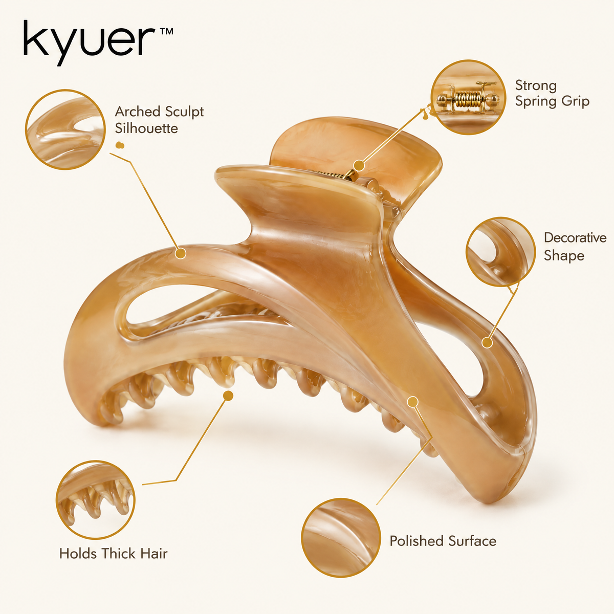 kyuer™ Sienna Sculptural Hair Claw - detail