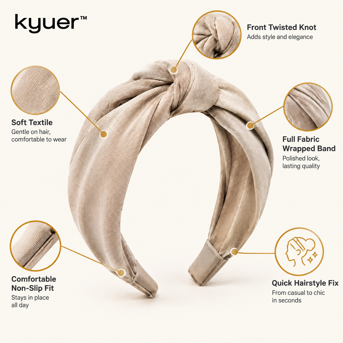 kyuer™ Elara Twisted Fabric Headband - detail
