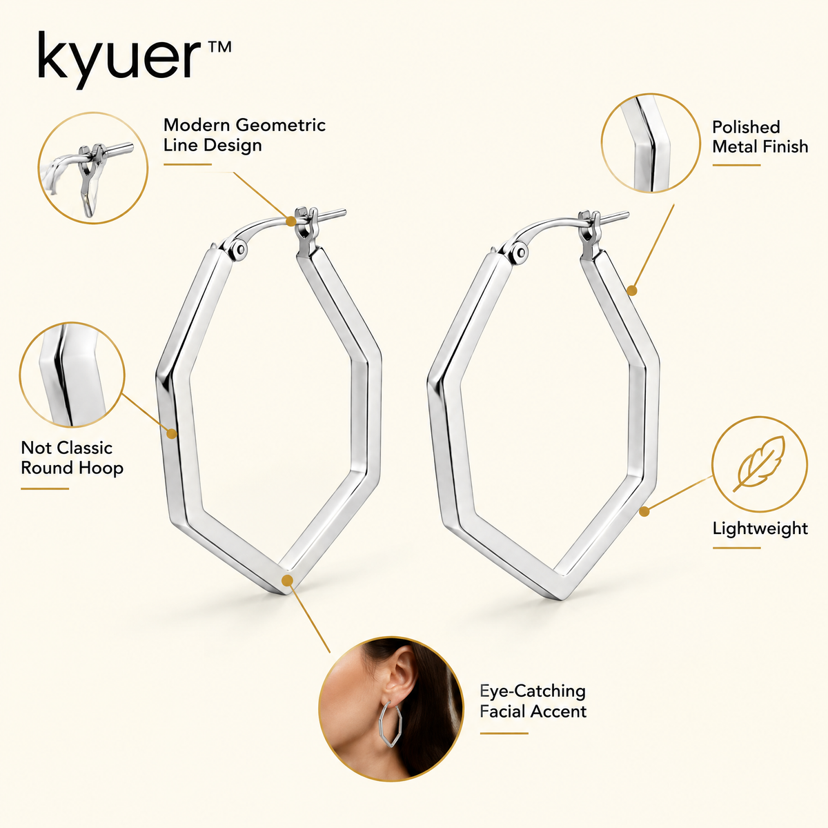 kyuer™ Nova Geometric Hoop Earrings - detail