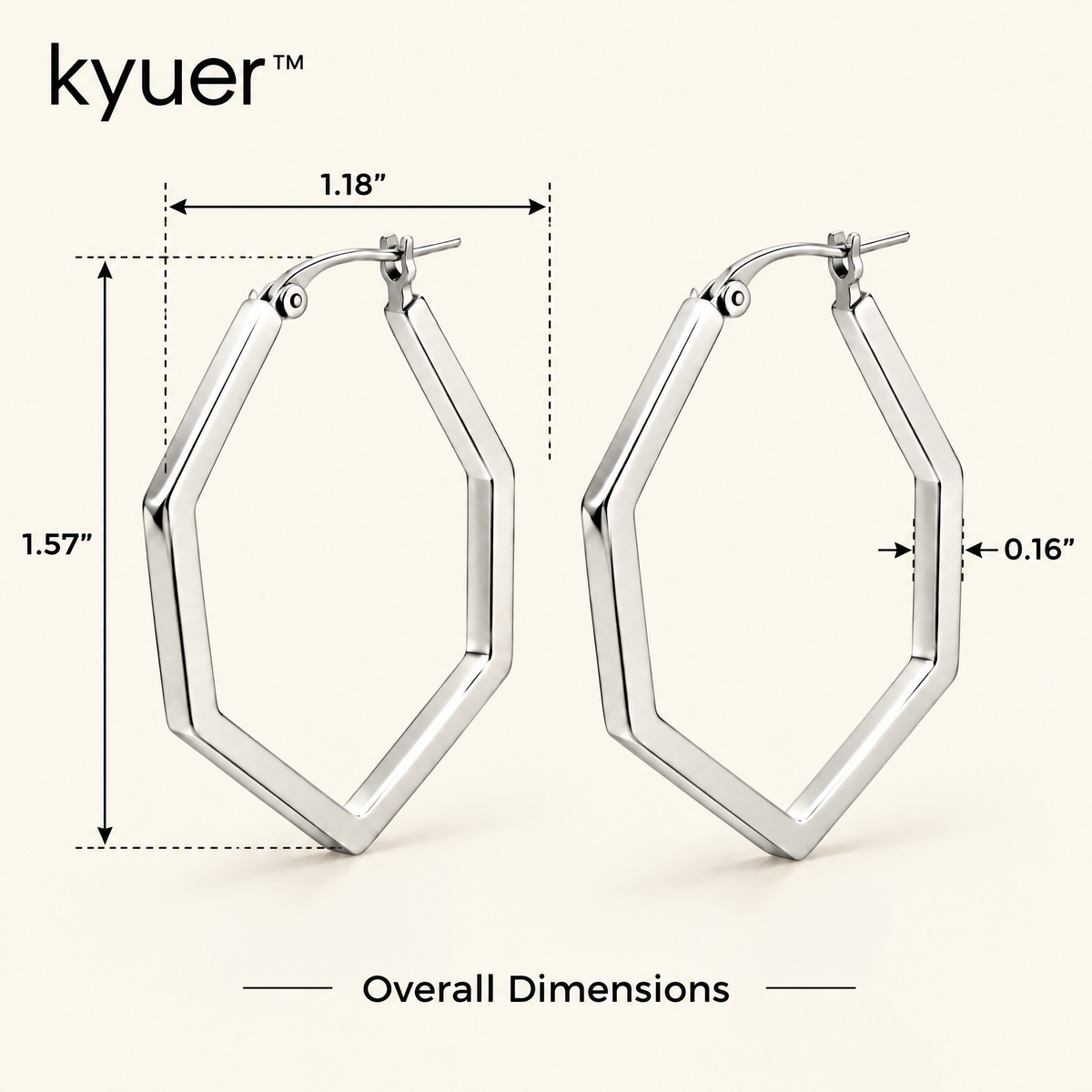 kyuer™ Nova Geometric Hoop Earrings - size
