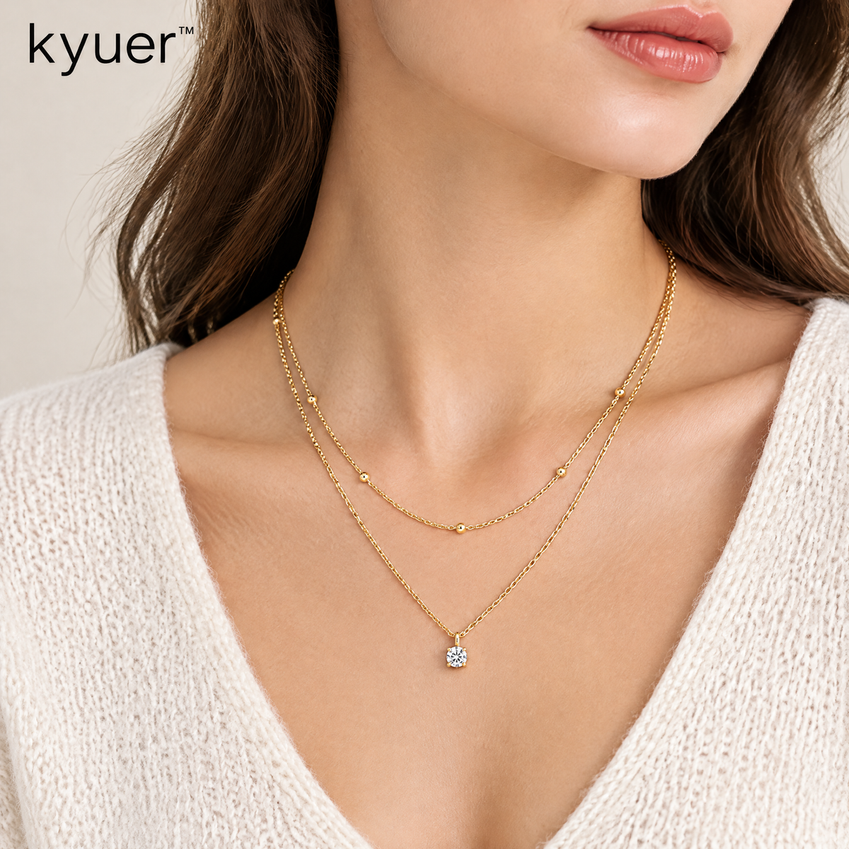 kyuer™ Lyra Layered Pendant Necklace - scene