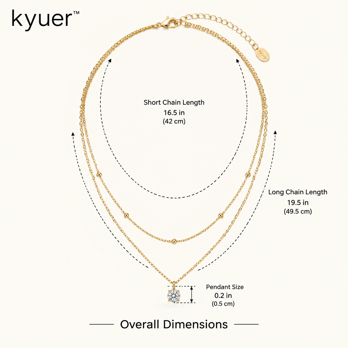 kyuer™ Lyra Layered Pendant Necklace - size