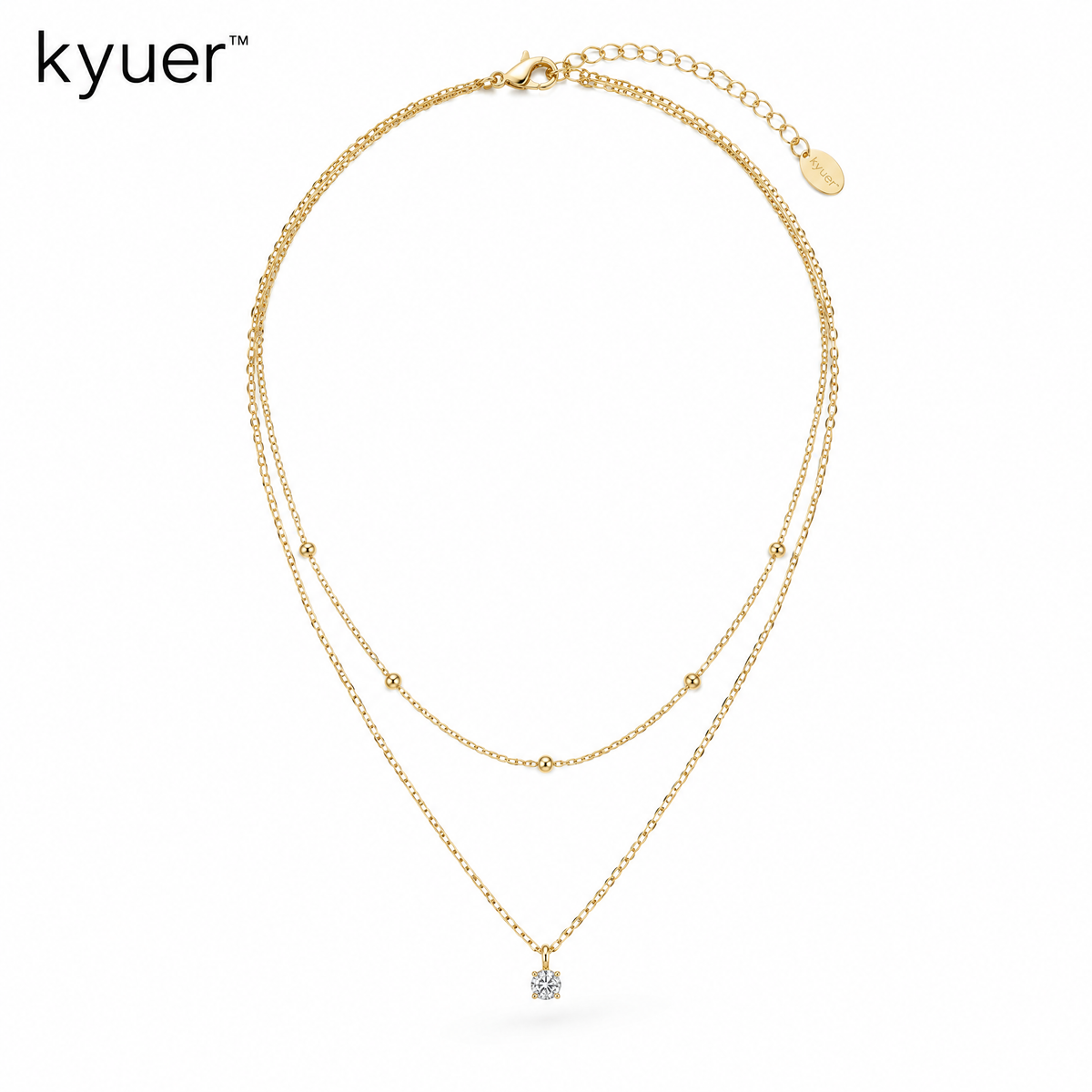 kyuer™ Lyra Layered Pendant Necklace - white background