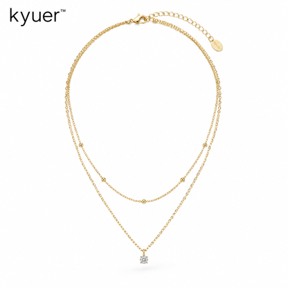 kyuer™ Lyra Layered Pendant Necklace - white background