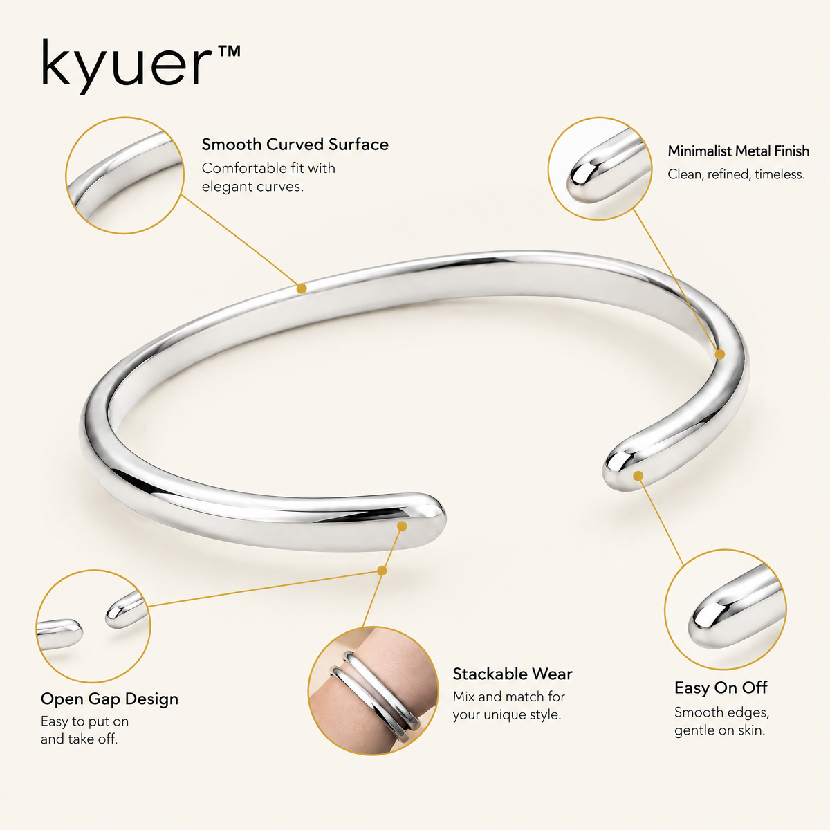 kyuer™ Cora Open Cuff Bracelet - detail