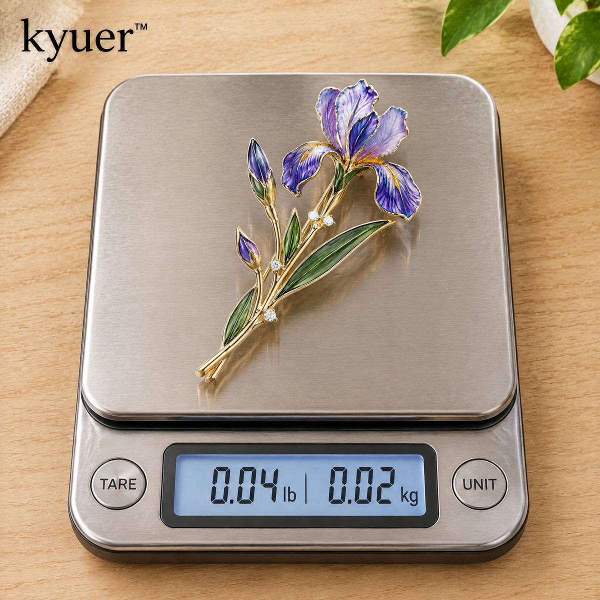 kyuer™ Iris Botanical Brooch - weight