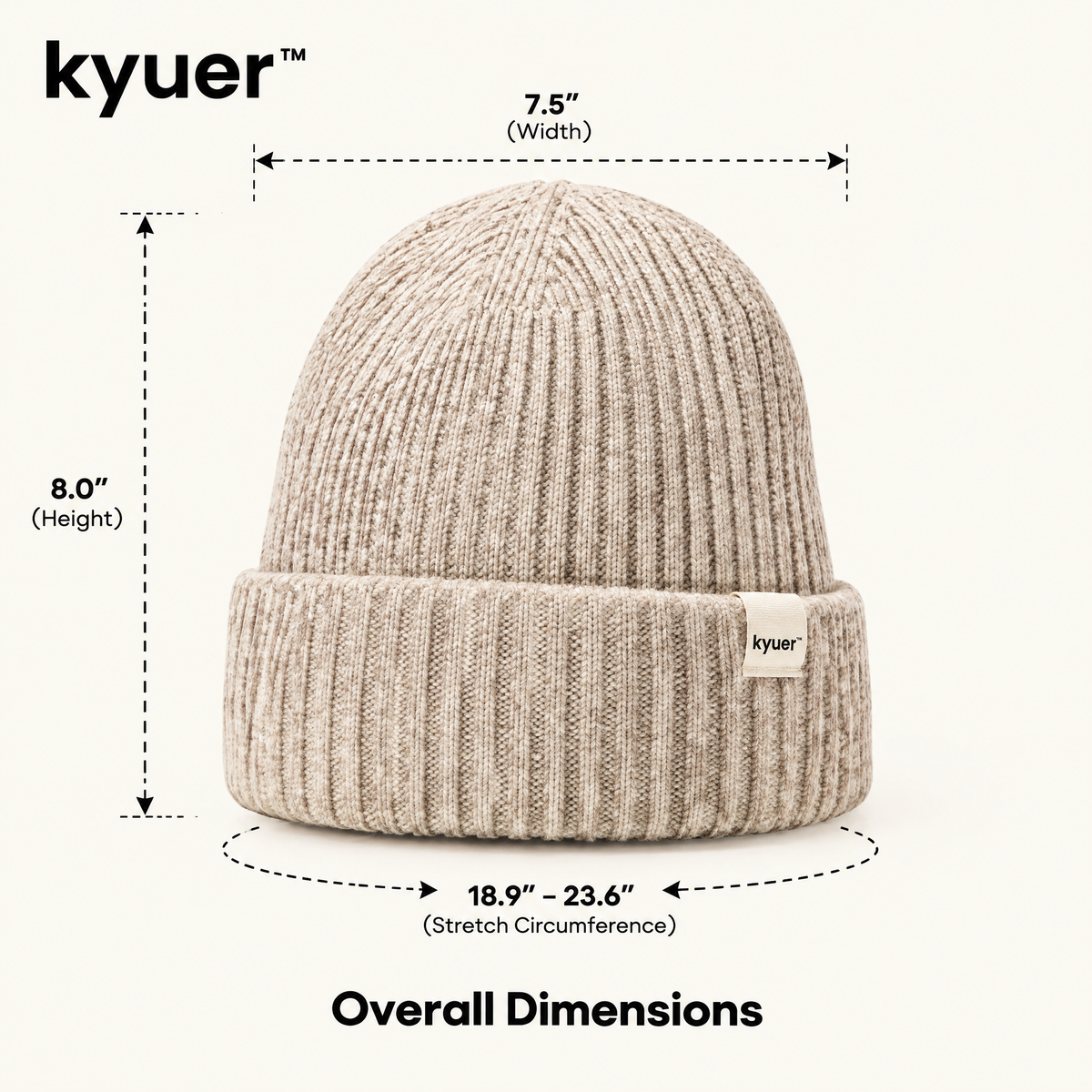 kyuer™ Rowan Ribbed Knit Beanie - size