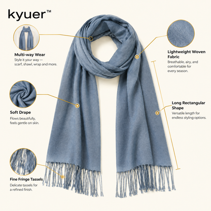kyuer™ Ellis Lightweight Woven Scarf - detail