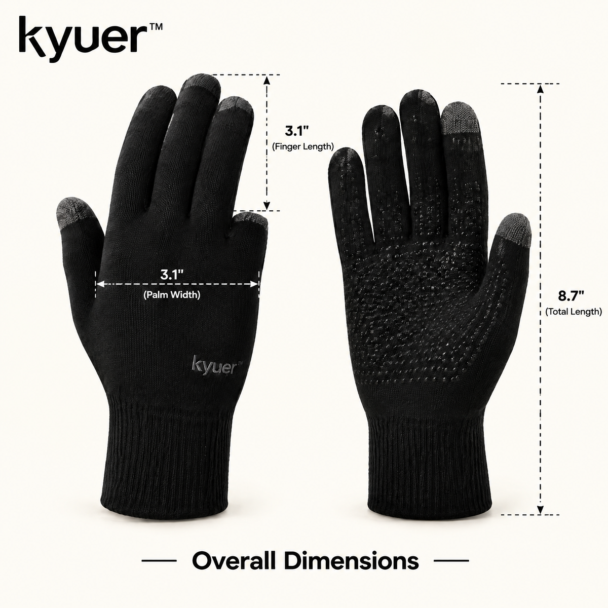 kyuer™ Blair Touchscreen Knit Gloves - size
