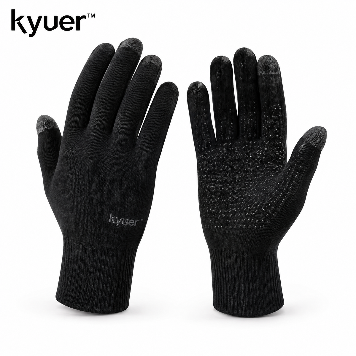 kyuer™ Blair Touchscreen Knit Gloves - white background